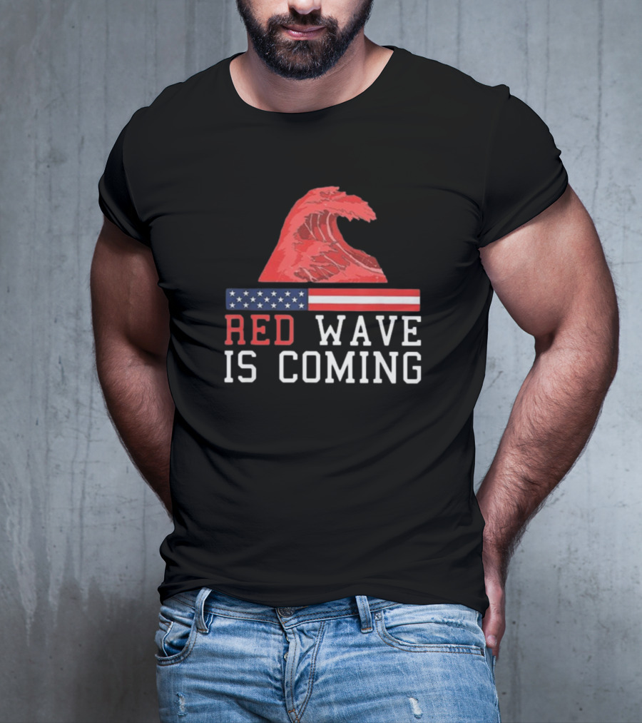 Red Wave Is Coming American Flag Wave T-Shirt