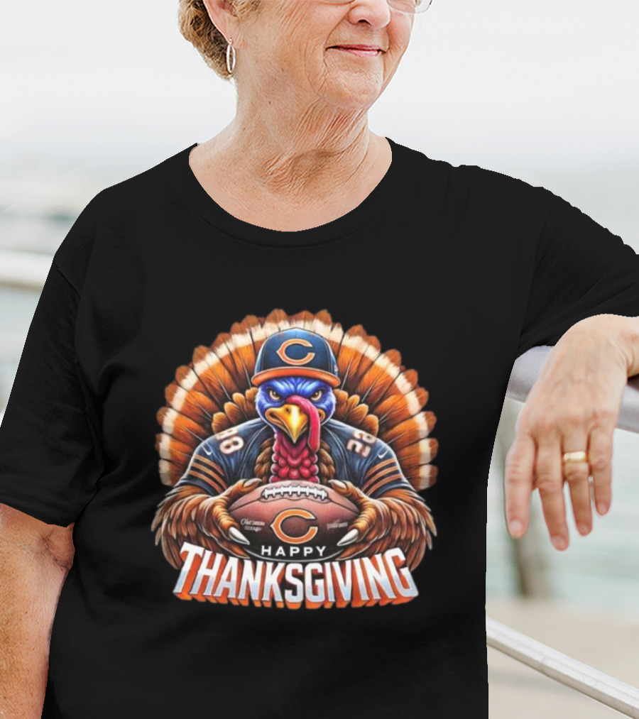 Happy Thanksgiving Chicago Bears Turkey Football T-Shirt