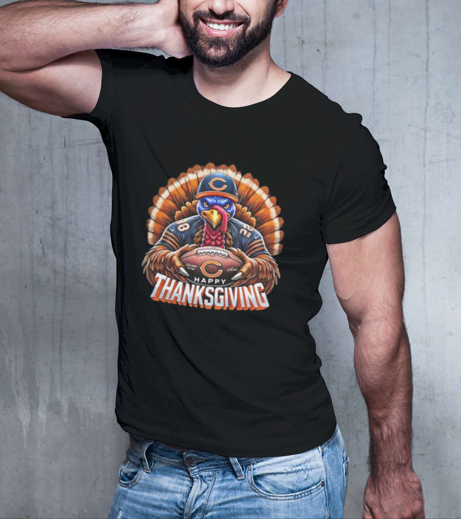 Happy Thanksgiving Chicago Bears Turkey Football T-Shirt