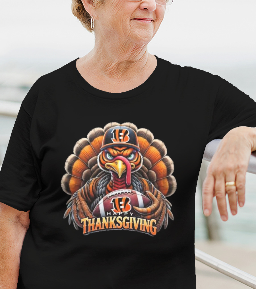 Happy Thanksgiving Cincinnati Bengals Turkey Football T-Shirt