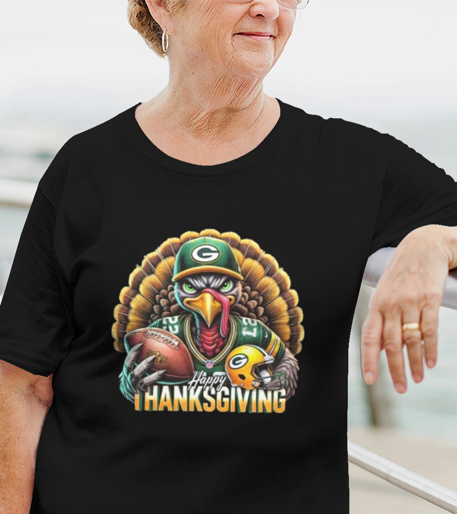 Happy Thanksgiving Green Bay Packers Turkey Football T-Shirt