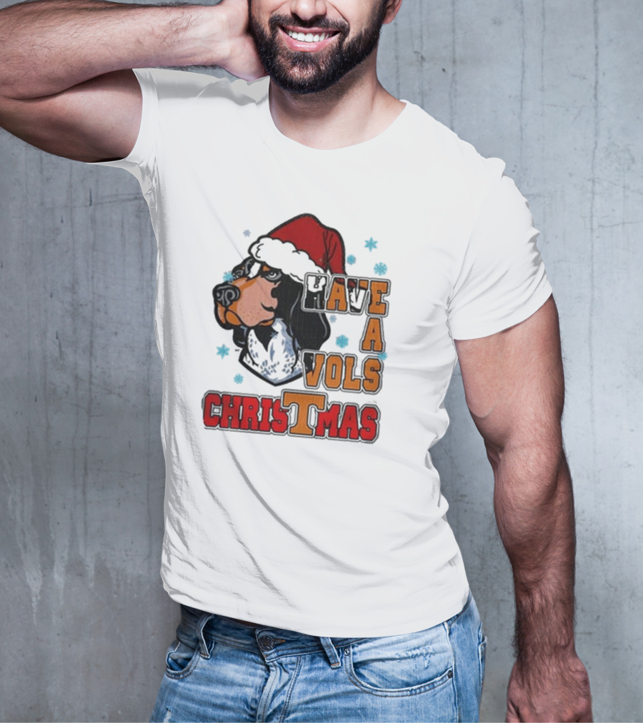 Have A Vols Christmas With Tennessee Volunteers Dog Santa Hat T-Shirt