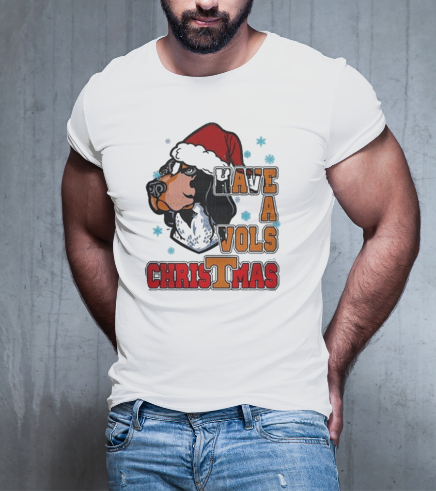 Have A Vols Christmas With Tennessee Volunteers Dog Santa Hat T-Shirt