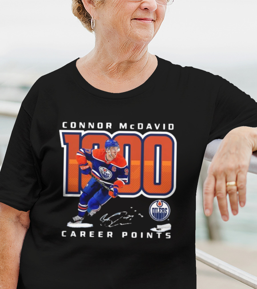 Connor McDavid 1000 Career Points Edmonton Oilers T-Shirt