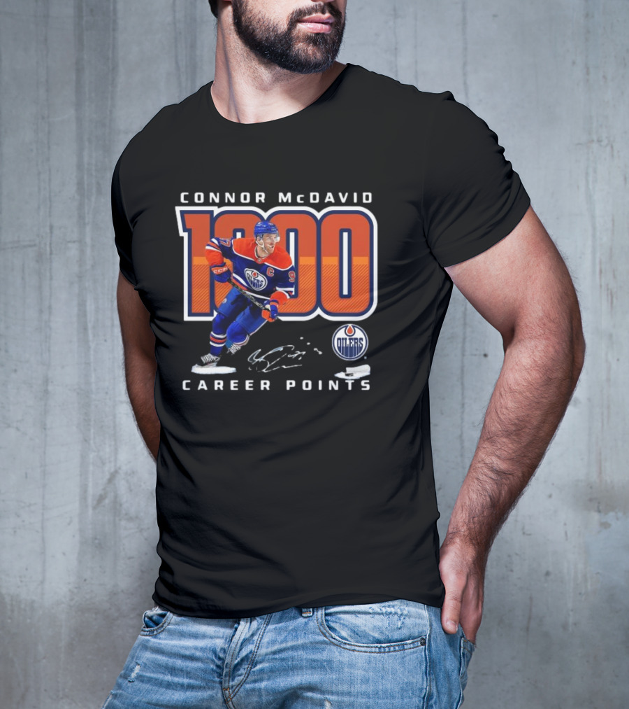 Connor McDavid 1000 Career Points Edmonton Oilers T-Shirt