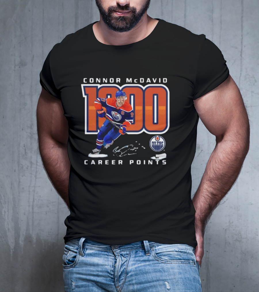 Connor McDavid 1000 Career Points Edmonton Oilers T-Shirt