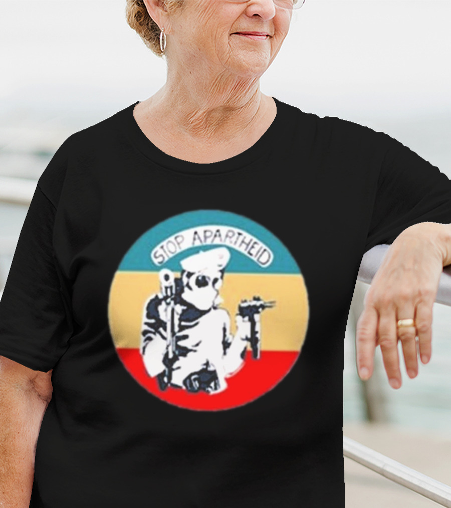 Stop Apartheid Jordan Peele Circle Soldier Weapon Multicolor T-Shirt