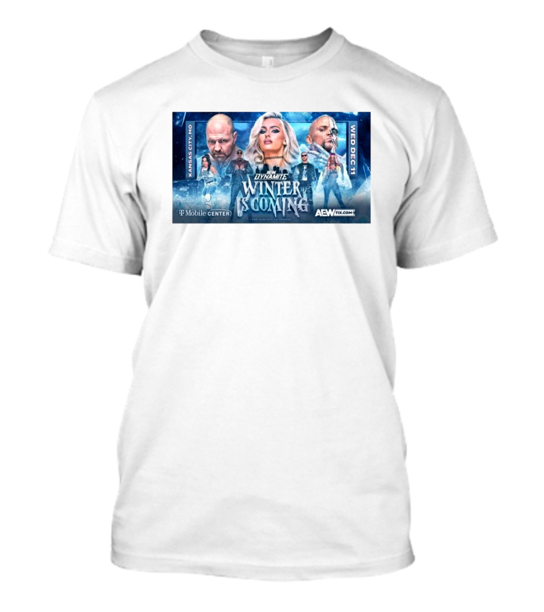 AEW Dynamite Winter Is Coming Kansas City Featuring Mariah May Jon Moxley Darby Allin Kris Statlander Bobby Lashley Orange Cassidy Mercedes Moné Dec 11 T-Mobile Center T-Shirt
