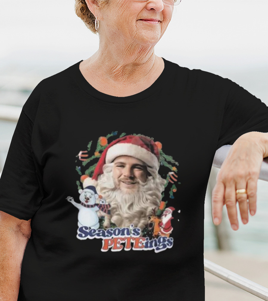 Santa Season's Peteings Christmas Polar Bear NYC Holiday T-Shirt