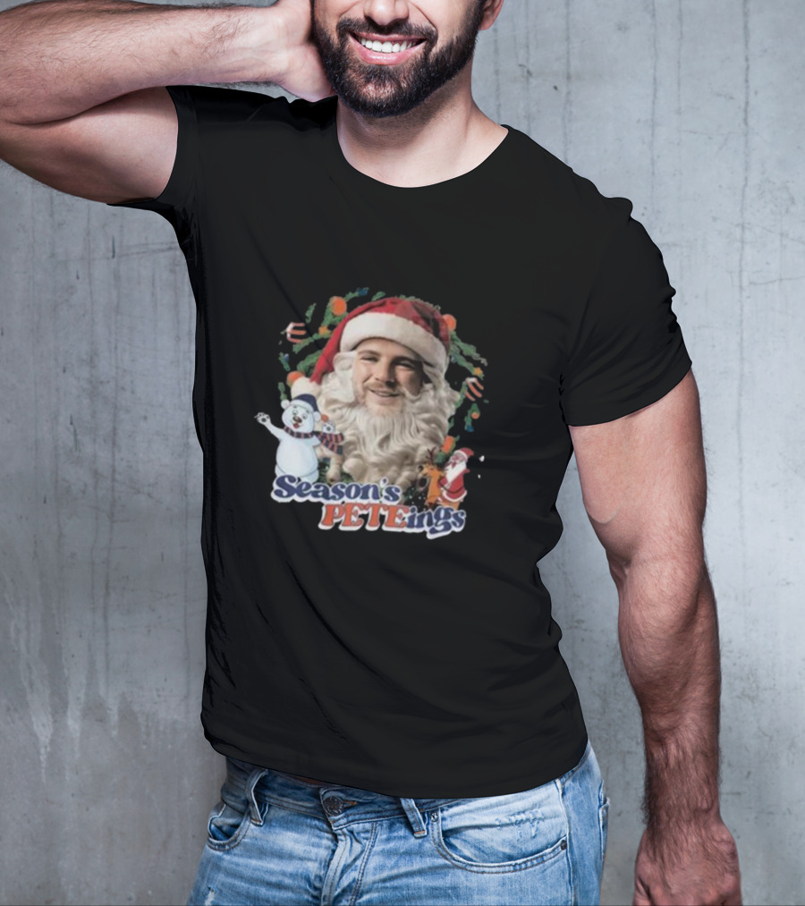 Santa Season's Peteings Christmas Polar Bear NYC Holiday T-Shirt