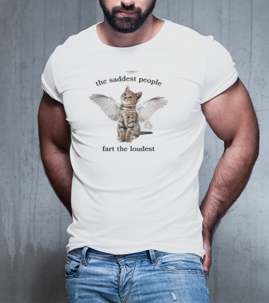The Saddest People Fart The Loudest Angel Cat T-Shirt