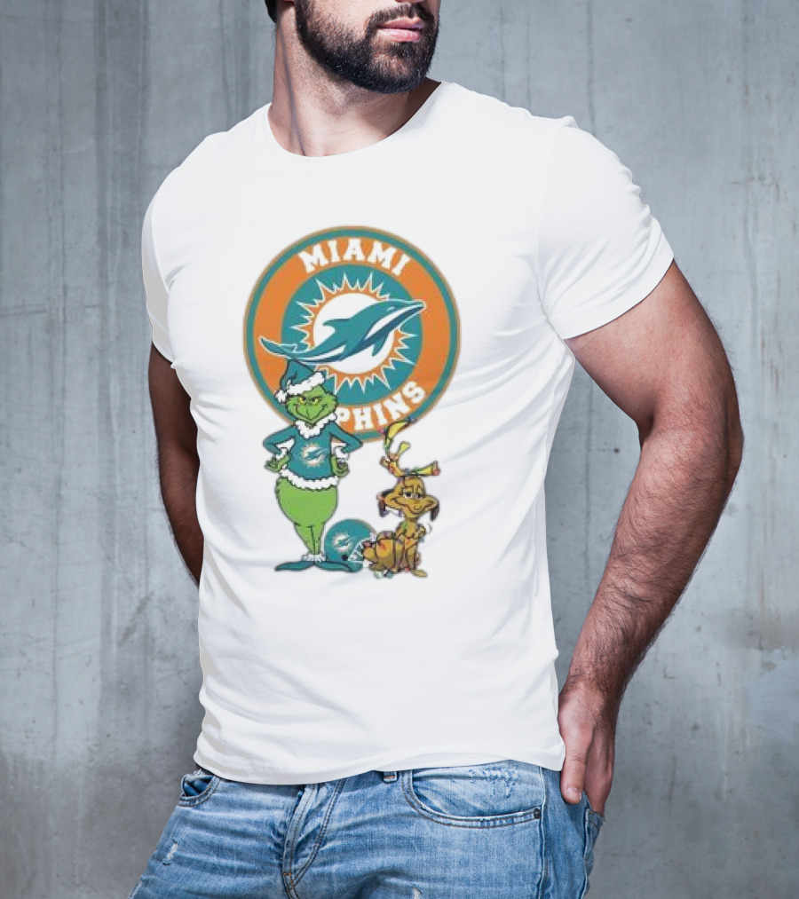 Grinch Max Miami Dolphins Merry Christmas T-Shirt