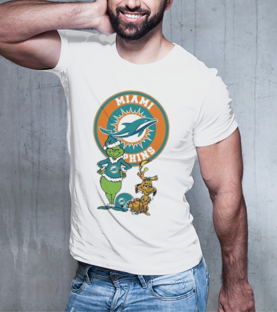 Grinch Max Miami Dolphins Merry Christmas T-Shirt