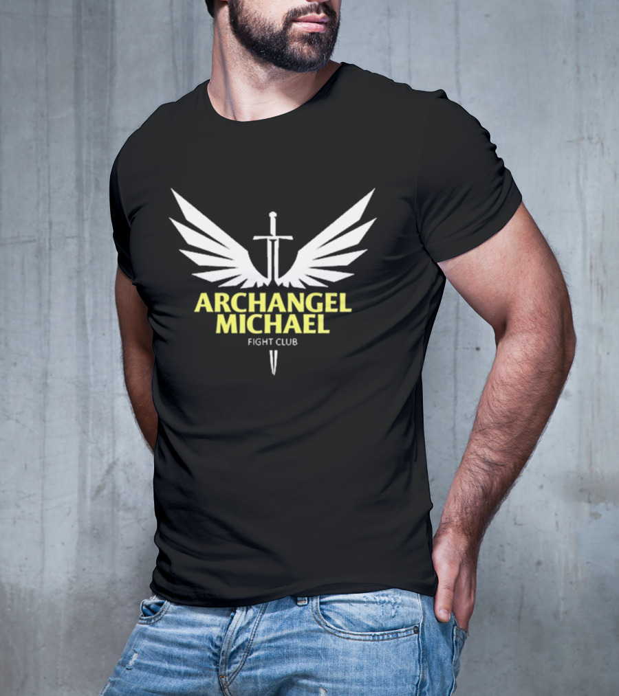 Archangel Michael Sword Wings Emblem Fight Club T-Shirt