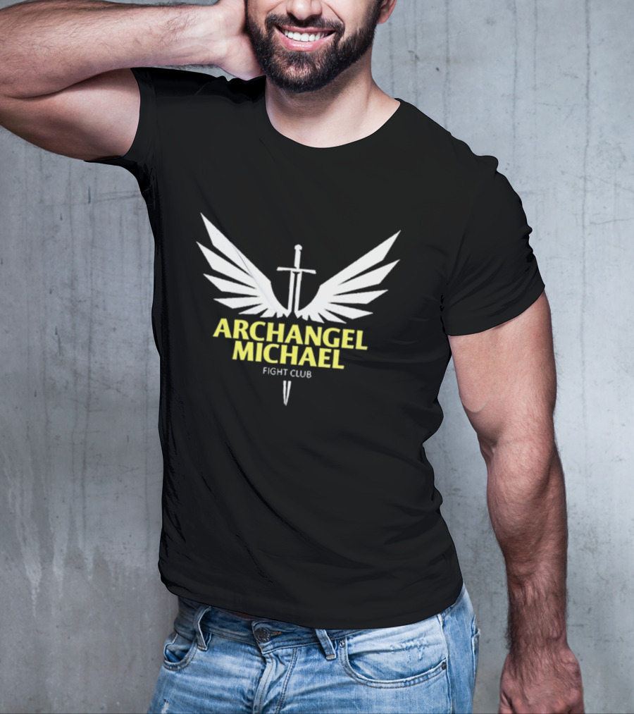 Archangel Michael Sword Wings Emblem Fight Club T-Shirt