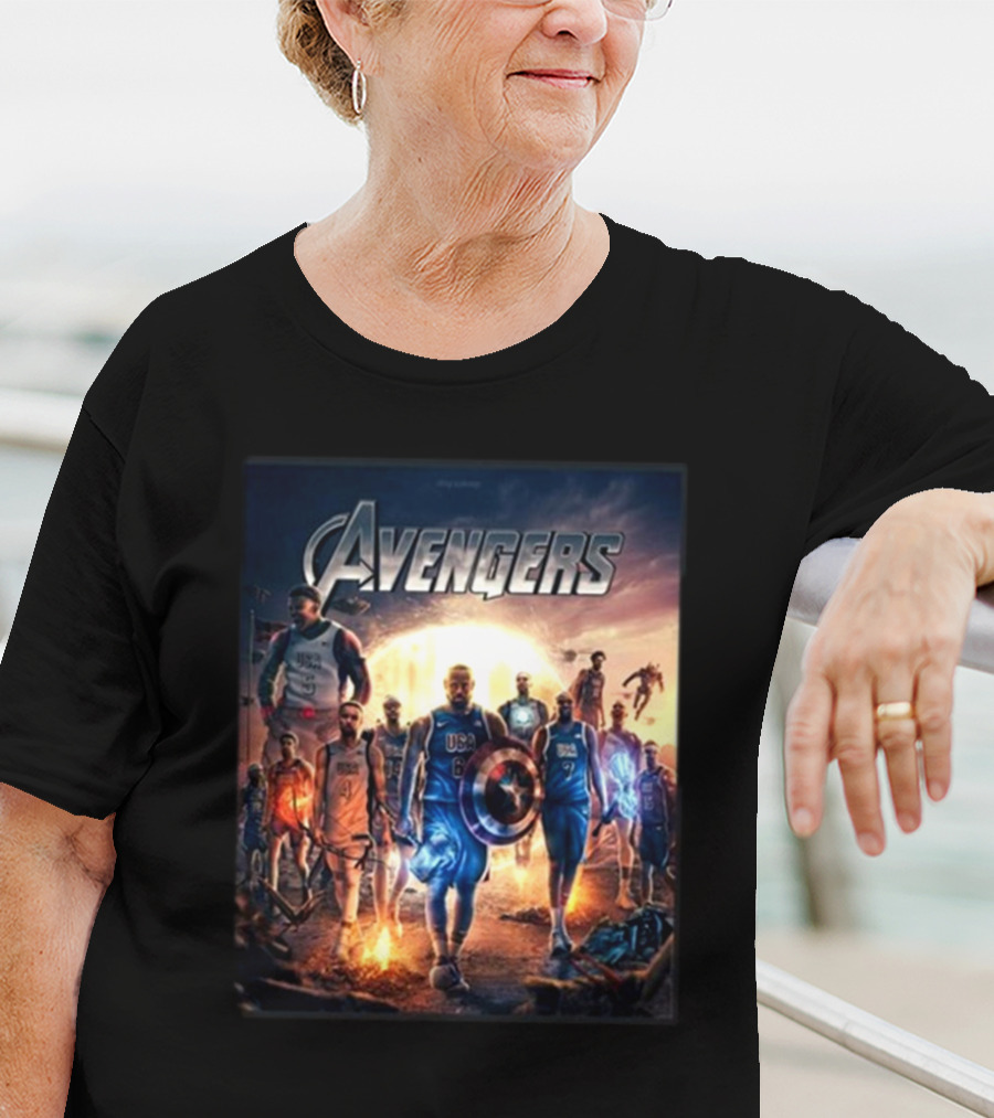 Bronny USA Basketball Avengers Crossover Superhero Team T-Shirt