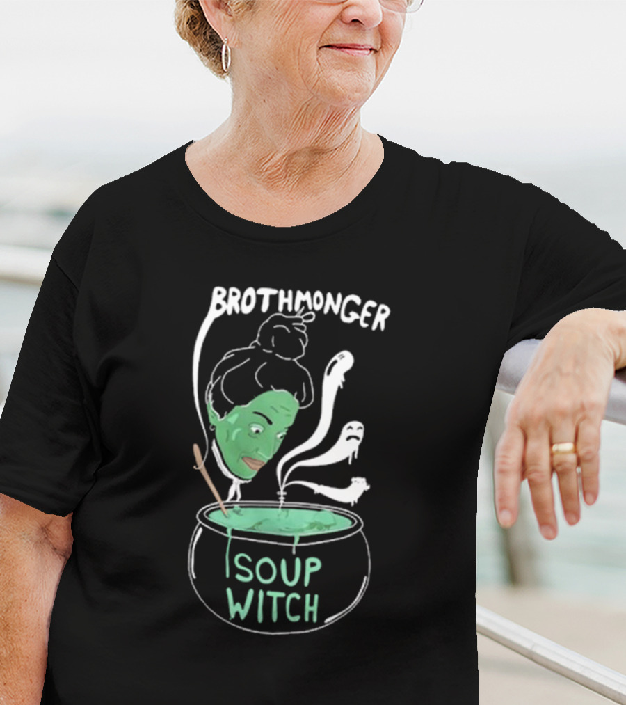 Brothmonger Soup Witch Green Face Stirring Cauldron Ghost Hazes T-Shirt