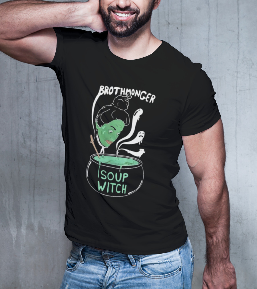 Brothmonger Soup Witch Green Face Stirring Cauldron Ghost Hazes T-Shirt