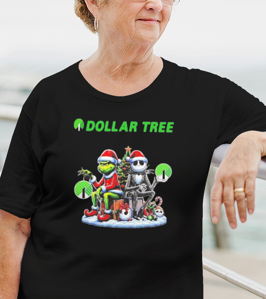 Grinch And Jack Skellington Santa Dollar Tree Christmas T-Shirt