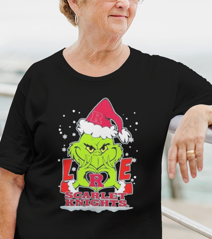 Grinch Love Rutgers Scarlet Knights Football Christmas T-Shirt