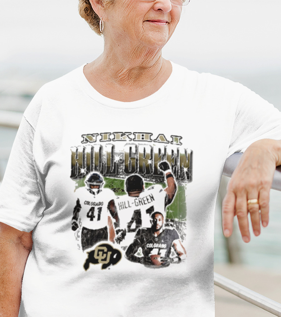Nikhai Hill Green Colorado Buffaloes 41 Football Reflection 90s T-Shirt