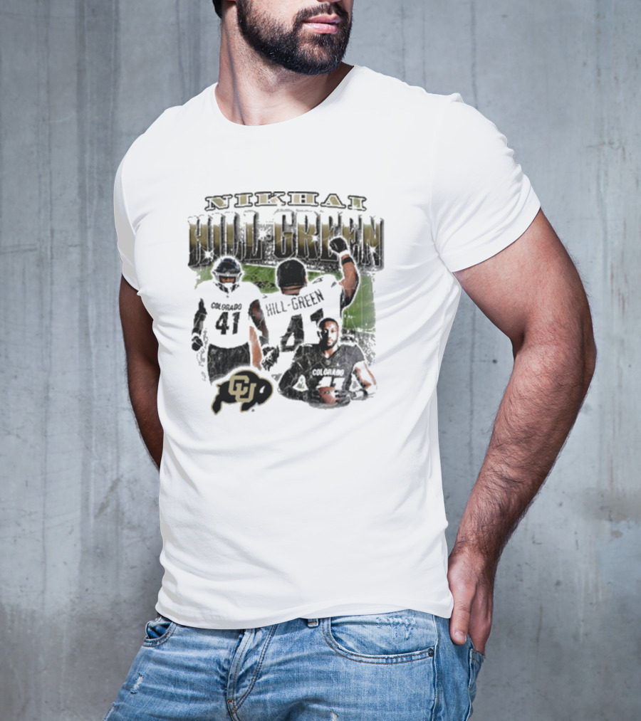 Nikhai Hill Green Colorado Buffaloes 41 Football Reflection 90s T-Shirt