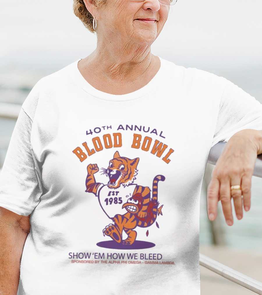 40th Annual Blood Bowl Est 1985 Show 'Em How We Bleed Sponsored By Alpha Phi Omega Gamma Lambda T-Shirt