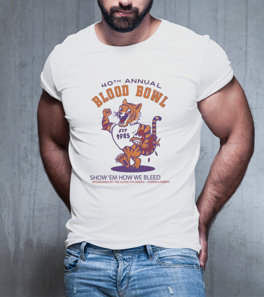40th Annual Blood Bowl Est 1985 Show 'Em How We Bleed Sponsored By Alpha Phi Omega Gamma Lambda T-Shirt