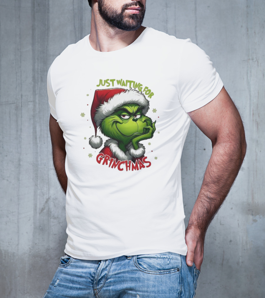 Just Waiting For Grinchmas Merry Christmas T-Shirt