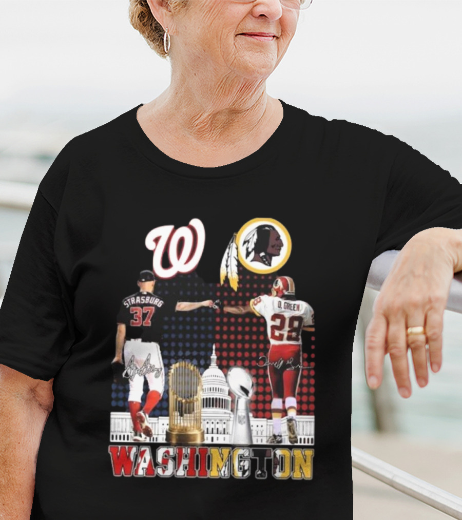 Washington Strasburg D. Green Capitol W Emblems Redskins Thank You For The Memories Signatures T-Shirt