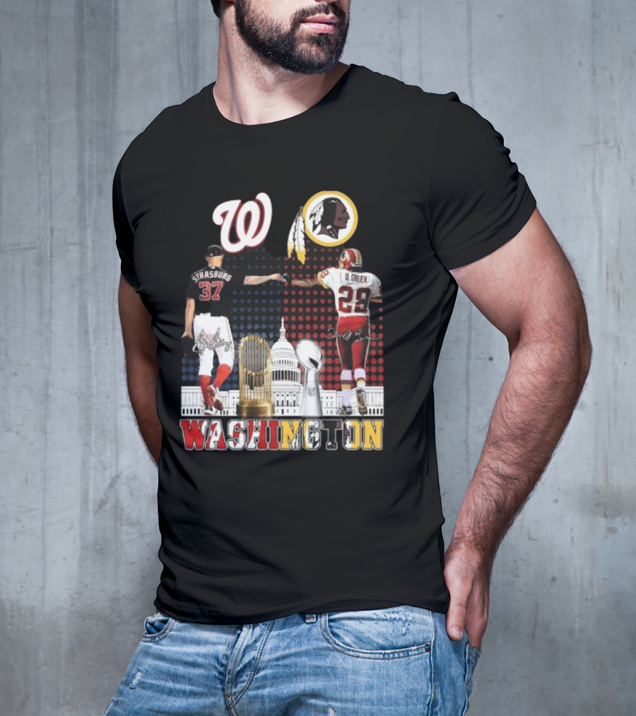 Washington Strasburg D. Green Capitol W Emblems Redskins Thank You For The Memories Signatures T-Shirt