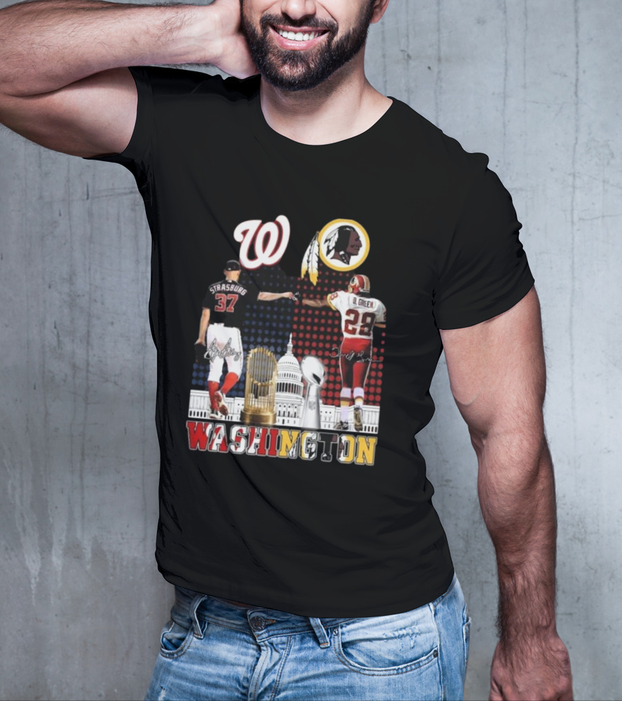 Washington Strasburg D. Green Capitol W Emblems Redskins Thank You For The Memories Signatures T-Shirt