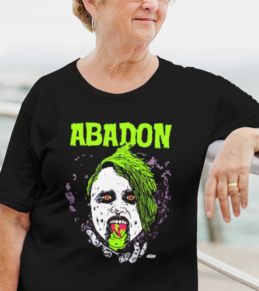 Abadon AEW Neon Green Zombie Face I Can Never Die T-Shirt