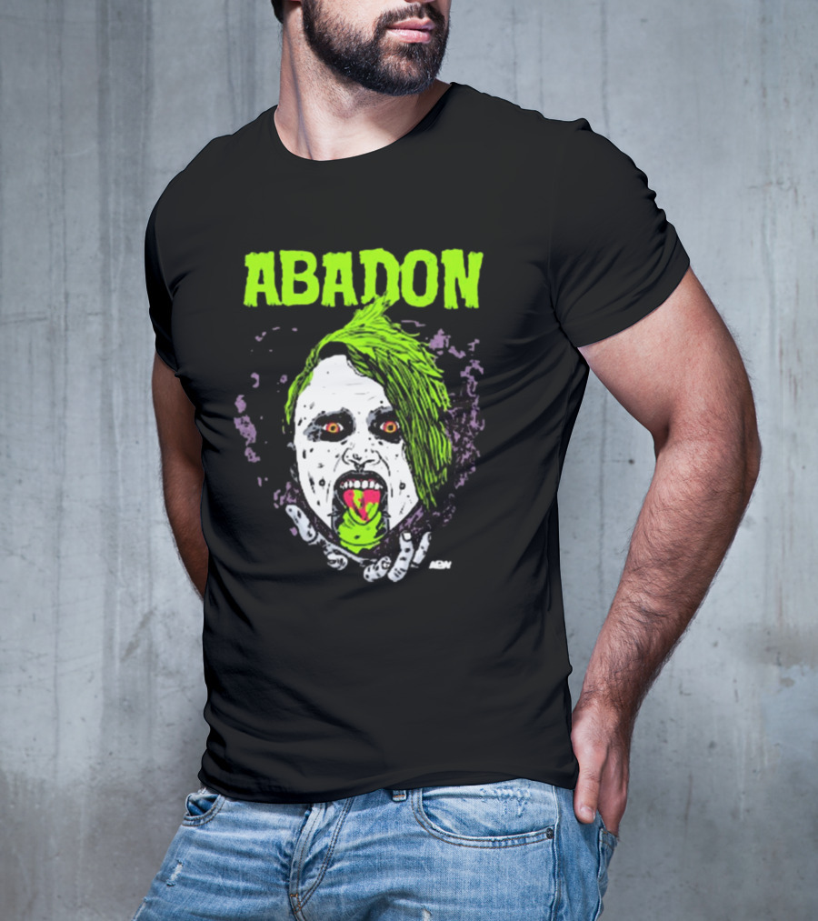 Abadon AEW Neon Green Zombie Face I Can Never Die T-Shirt