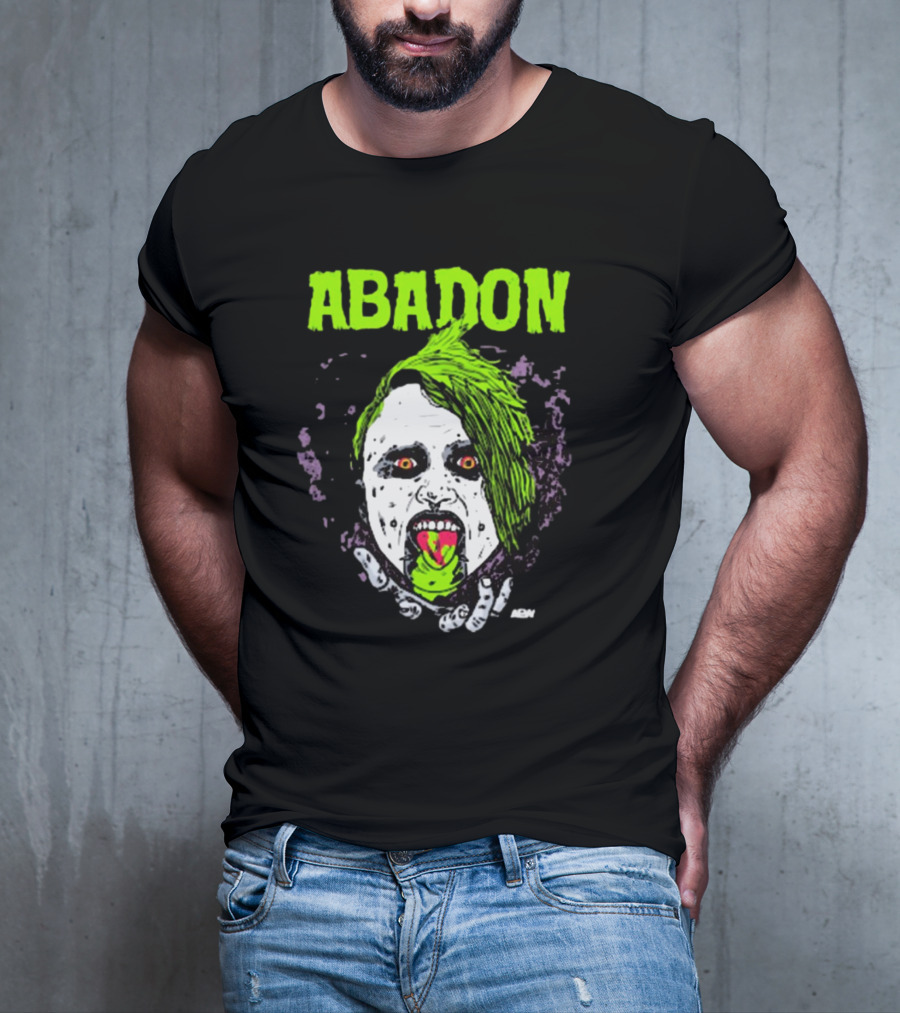 Abadon AEW Neon Green Zombie Face I Can Never Die T-Shirt