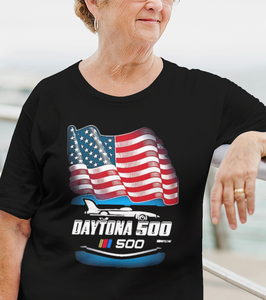 Daytona 500 American Flag Racing Daytona International Speedway 2025 Checkered Flag Sports T-Shirt