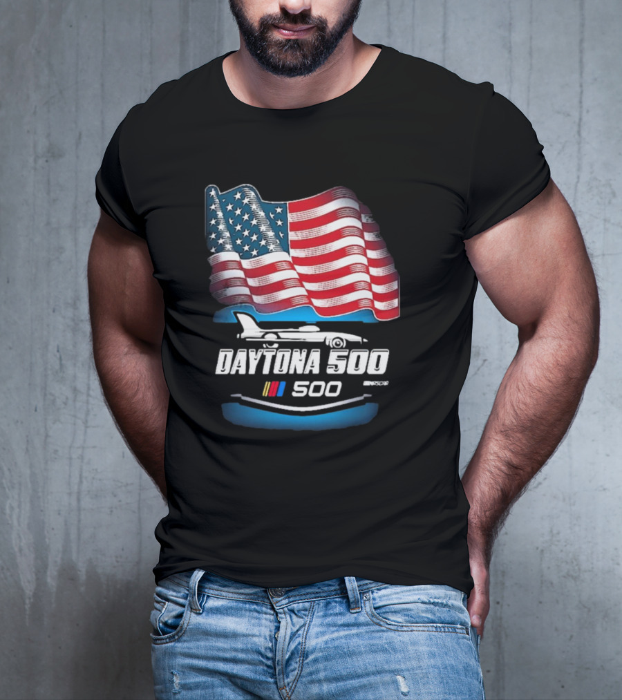 Daytona 500 American Flag Racing Daytona International Speedway 2025 Checkered Flag Sports T-Shirt