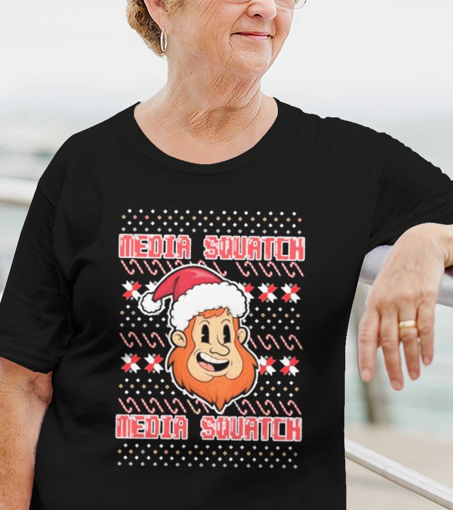 Media Squatch Santa Hat Christmas Time Ugly Sweater T-Shirt