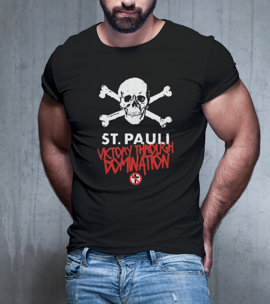 St. Pauli Victory Through Domination Skull And Crossbones Bad Religion T-Shirt