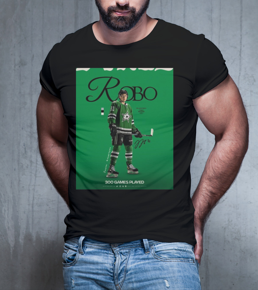 Dallas Stars Robo Jason Robertson 300 Games Played NHL T-Shirt