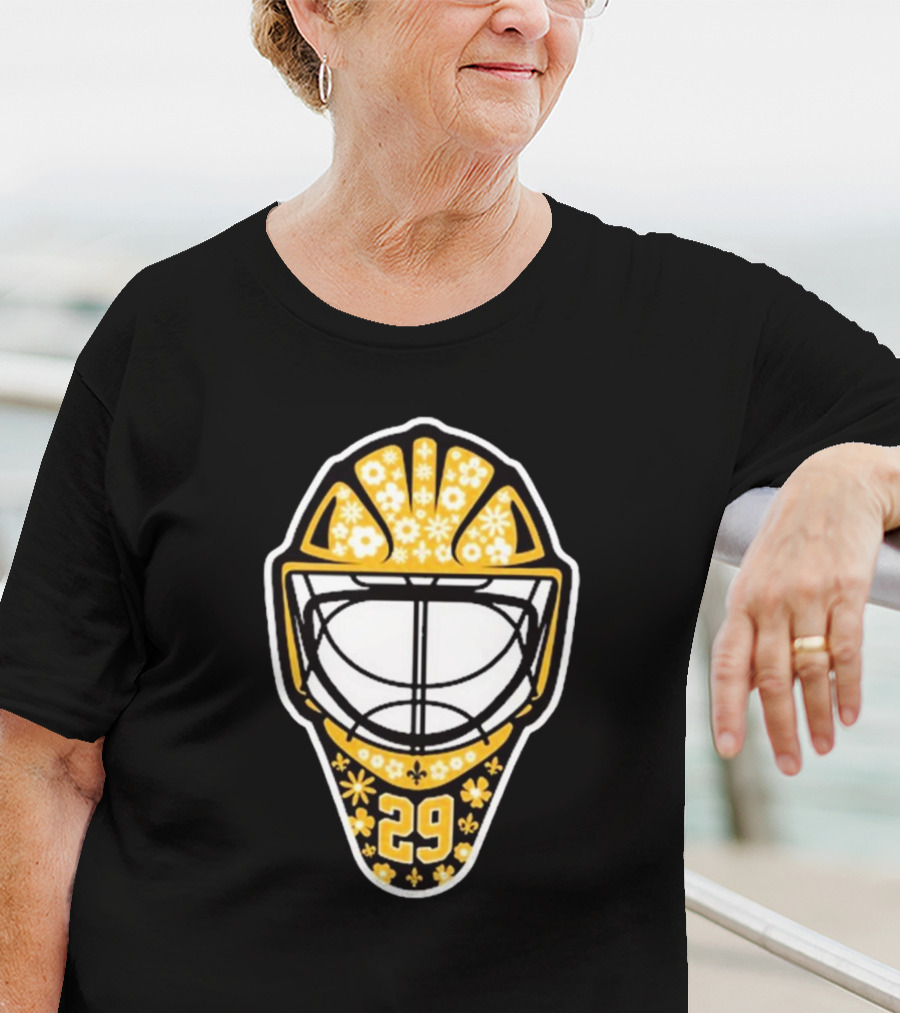 Pens Gear Marc-André Fleury Number 29 Flower Mask Pittsburgh Penguins Hockey T-Shirt