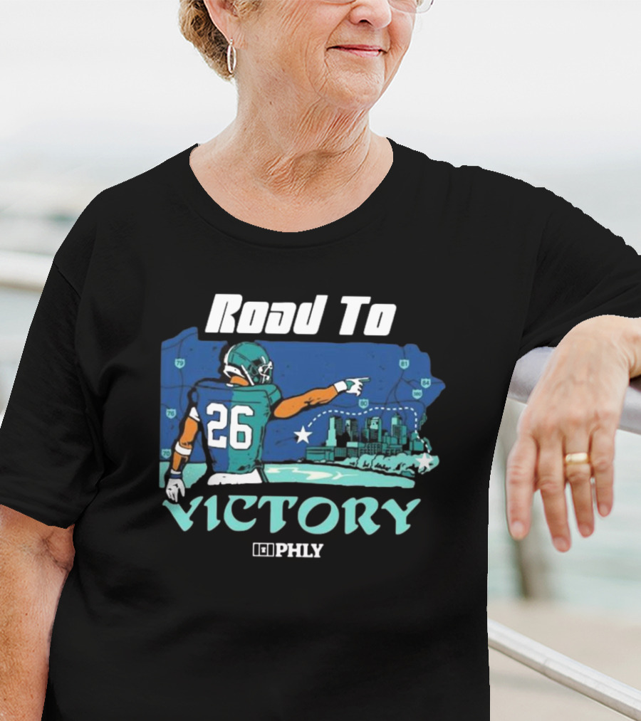 Philadelphia Eagles Road To Victory Saquon Barkley PHLY NFL T-Shirt