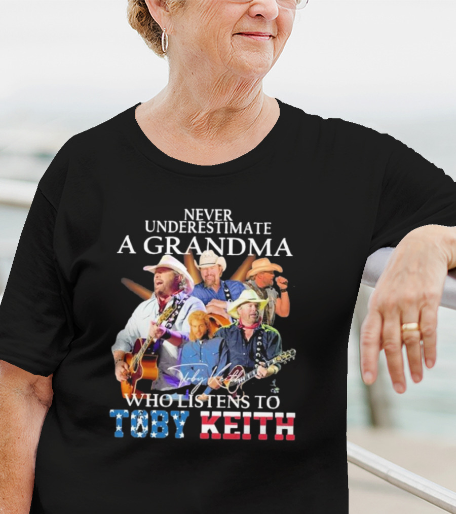 Never Underestimate A Grandma Who Listens To Toby Keith Signatures Music Collage T-Shirt