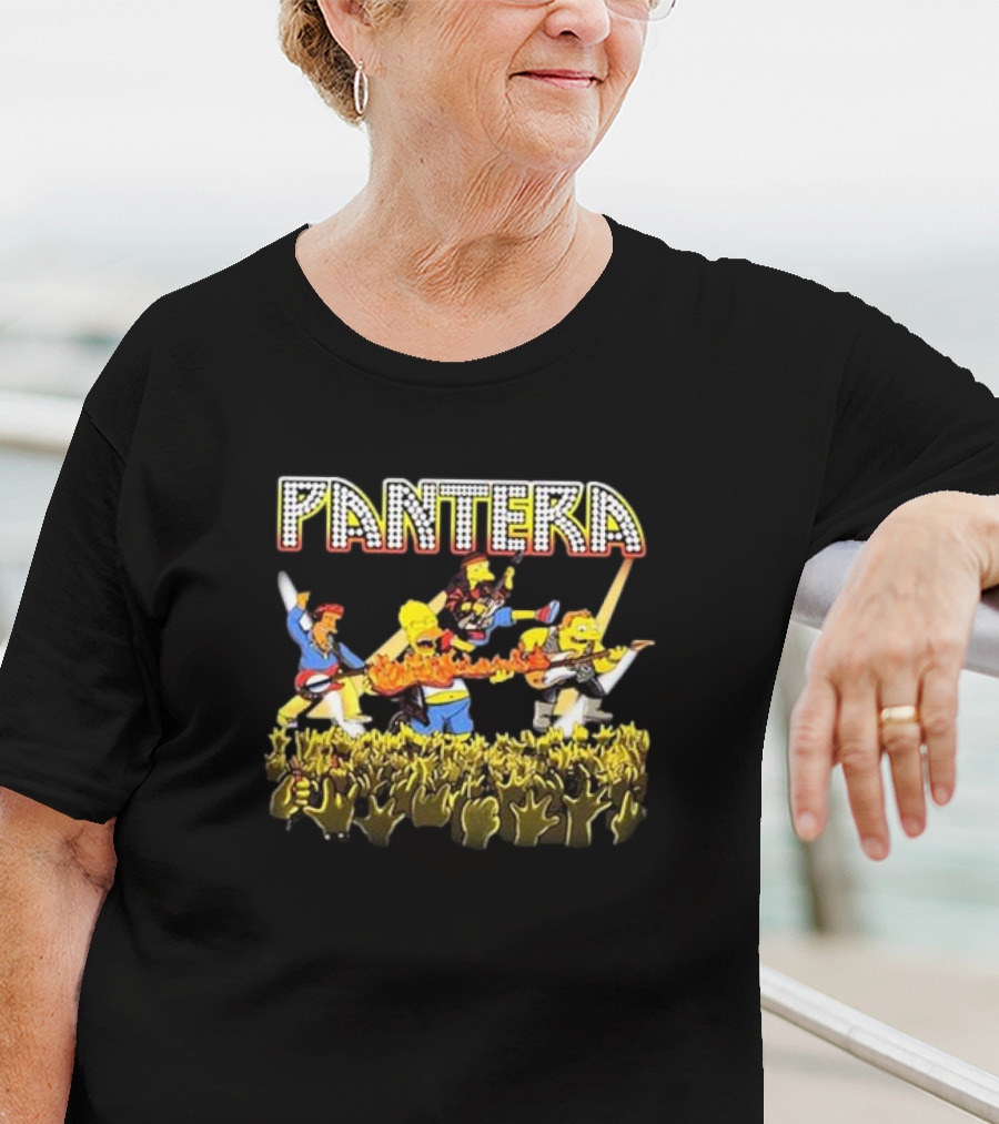 The Simpsons Characters Performing As Pantera Band Members In Concert Scene T-Shirt