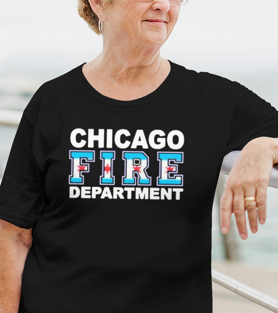 CHICAGO FIRE DEPARTMENT City Flag Inspired T-Shirt