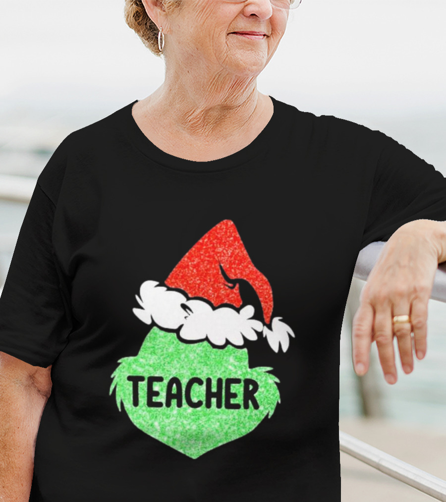 Santa Grinch Hat Teacher Christmas Holiday T-Shirt
