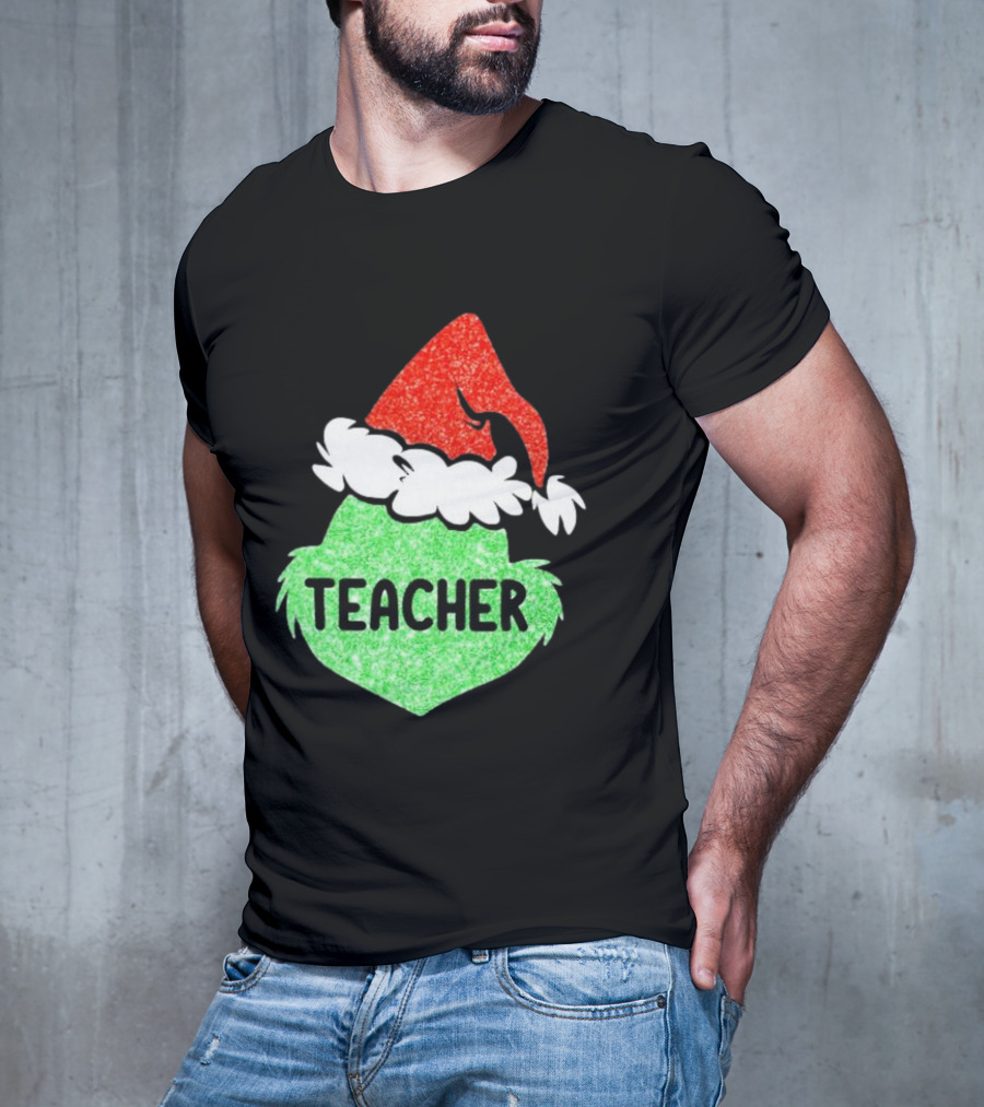 Santa Grinch Hat Teacher Christmas Holiday T-Shirt
