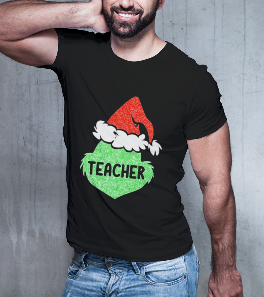 Santa Grinch Hat Teacher Christmas Holiday T-Shirt