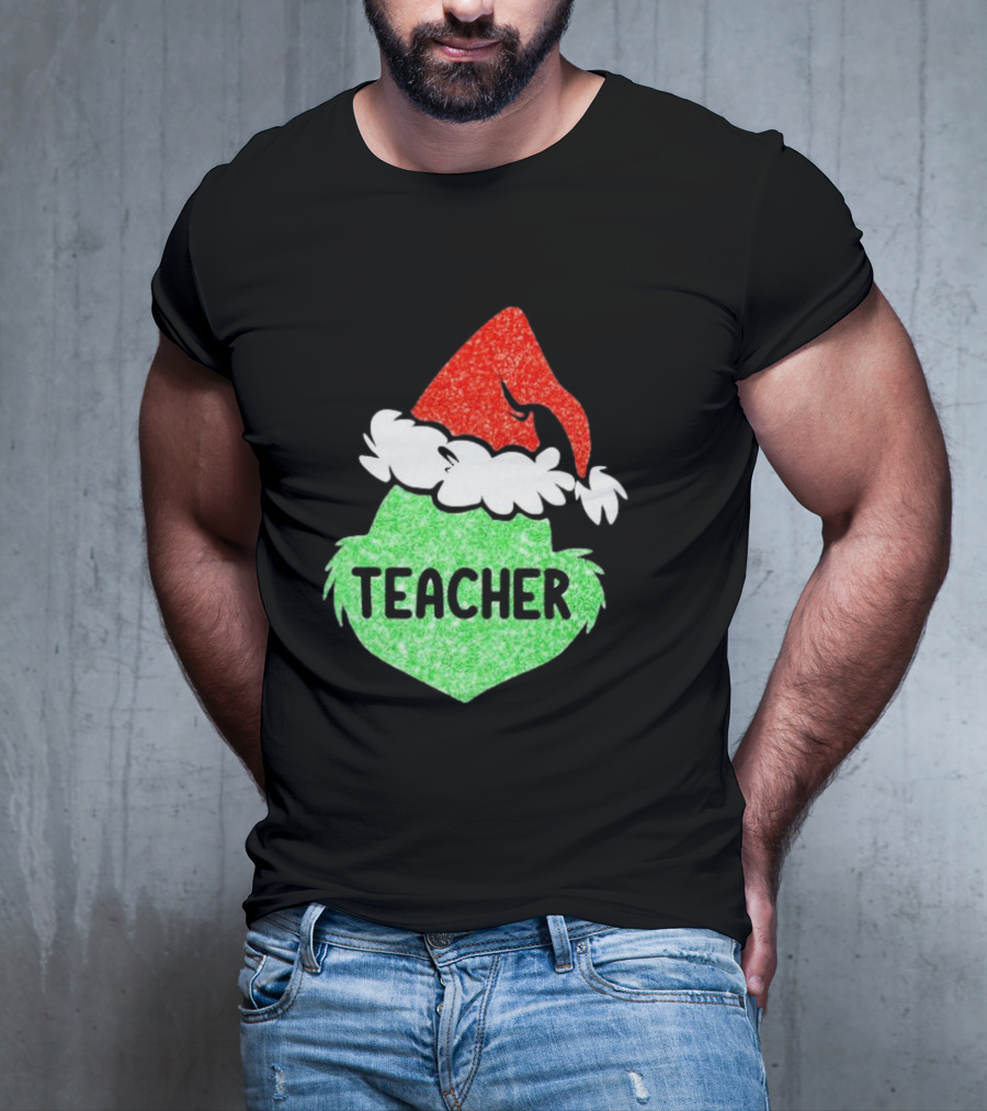 Santa Grinch Hat Teacher Christmas Holiday T-Shirt