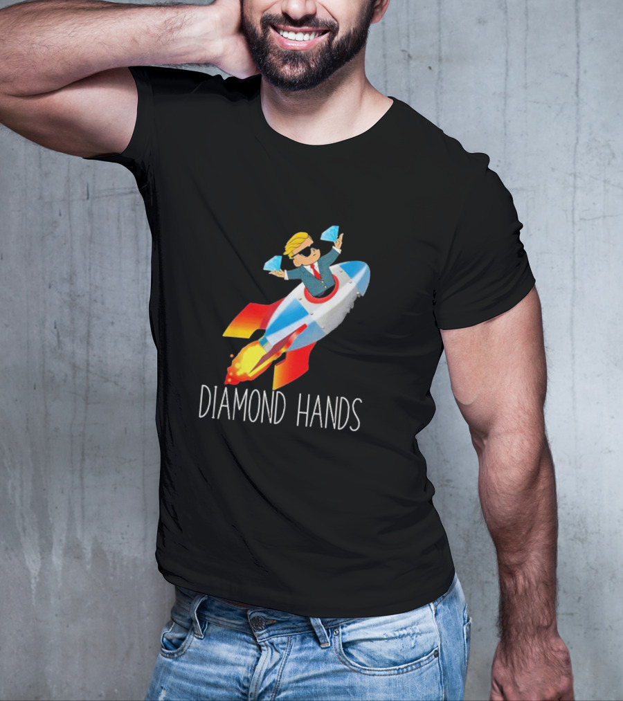 WallStreetBets WSB Diamond Hands Rocket Ship To The Moon T-Shirt